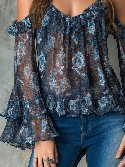 Blusa romántica con volantes y estampado floral