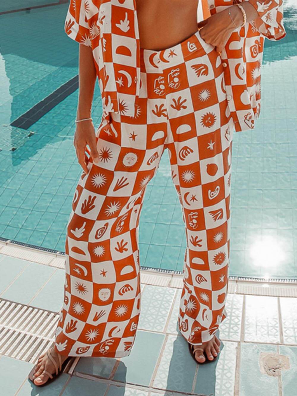 Conjunto de pantalones de pierna ancha con estampado suelto de Afternoon Sun
