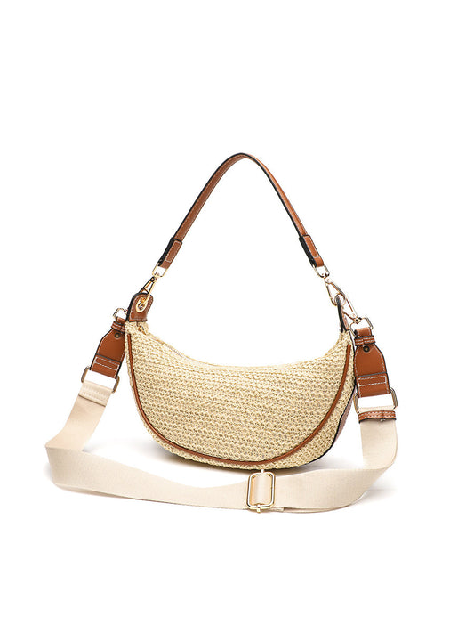 Bolso cruzado casual de hombro para mujer Bolso tejido para debajo del brazo