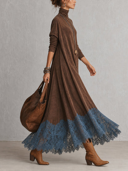 Antonella | Vestido largo vintage efecto ante