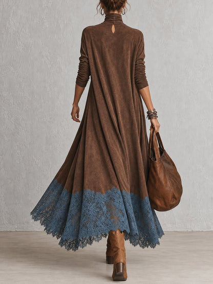 Antonella | Vestido largo vintage efecto ante