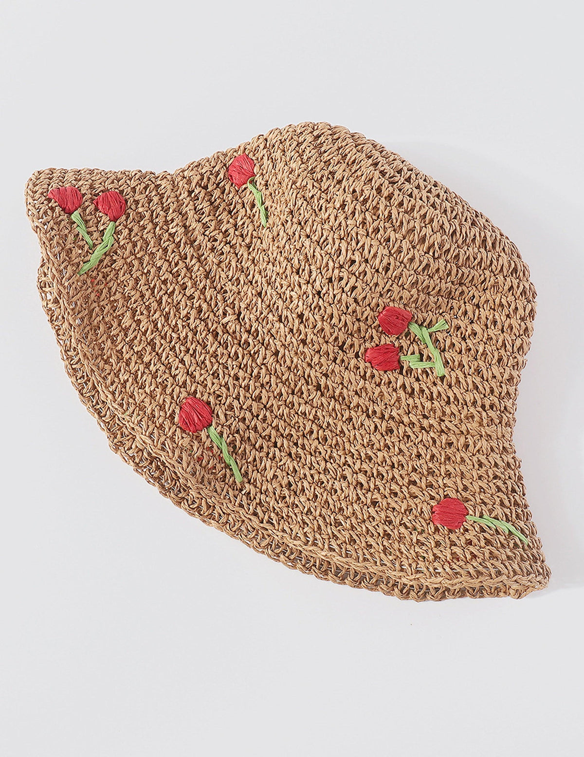 Sombrero tipo cubo tejido con flores