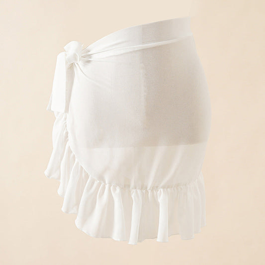 Falda larga envolvente convertible con laterales divididos en blanco
