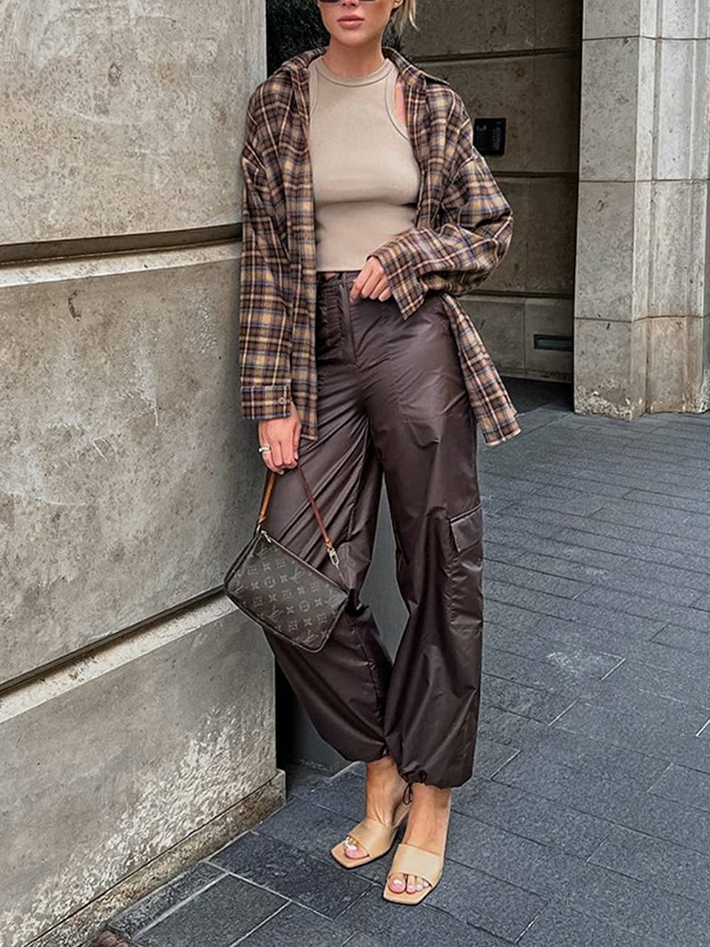 Camisas a cuadros Vintage para mujer, blusa holgada de guingán para mujer,