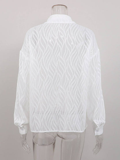 Blusas blancas de mujer camisas elegantes de manga larga con solapa fina