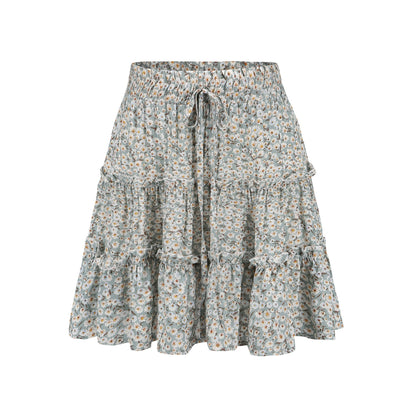 Minifalda con estampado floral verde