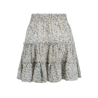 Minifalda con estampado floral verde
