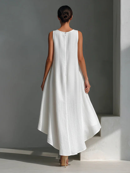 Vestido asimétrico de lino blanco