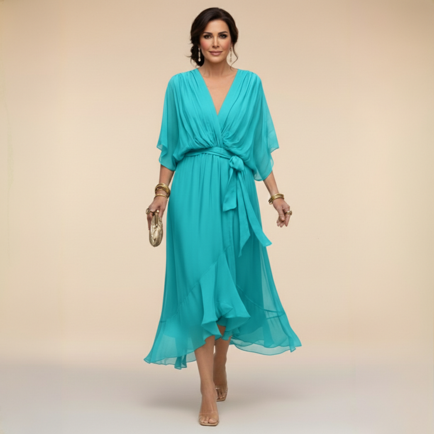 Monica™ | Vestido Elegante De Chifón Con Escote En V