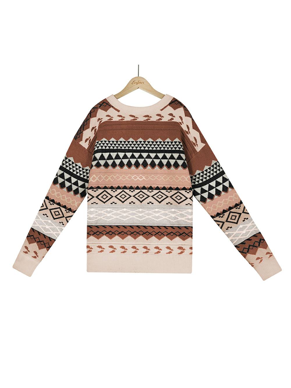 Jersey de punto con patchwork multicolor en jacquard
