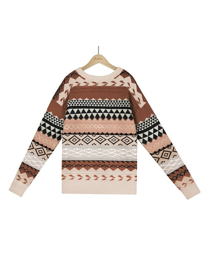 Jersey de punto con patchwork multicolor en jacquard
