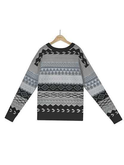 Jersey de punto con patchwork multicolor en jacquard