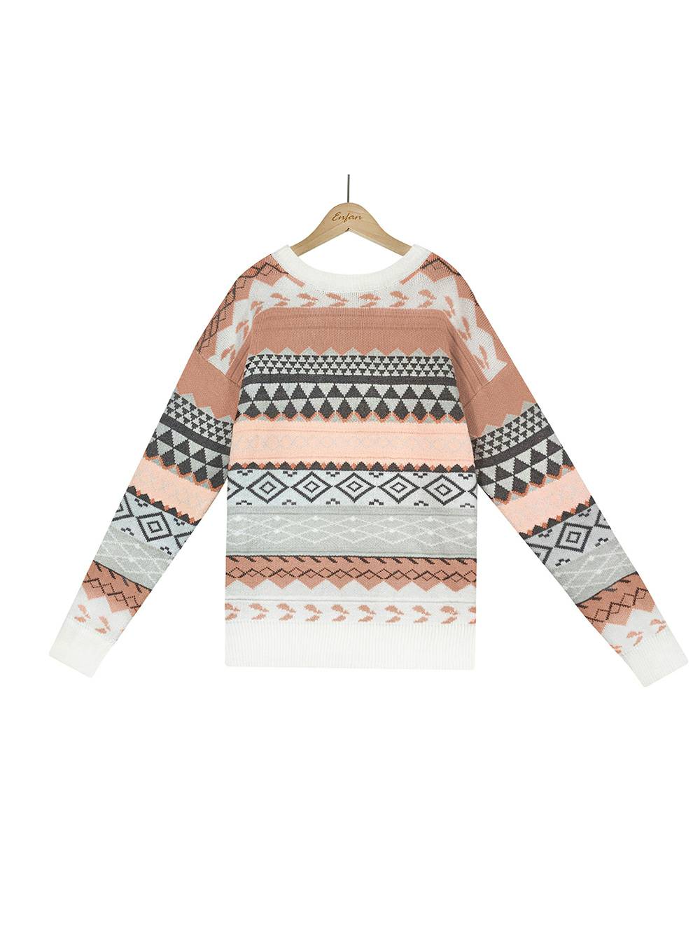 Jersey de punto con patchwork multicolor en jacquard