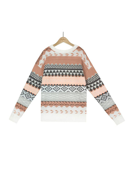 Jersey de punto con patchwork multicolor en jacquard