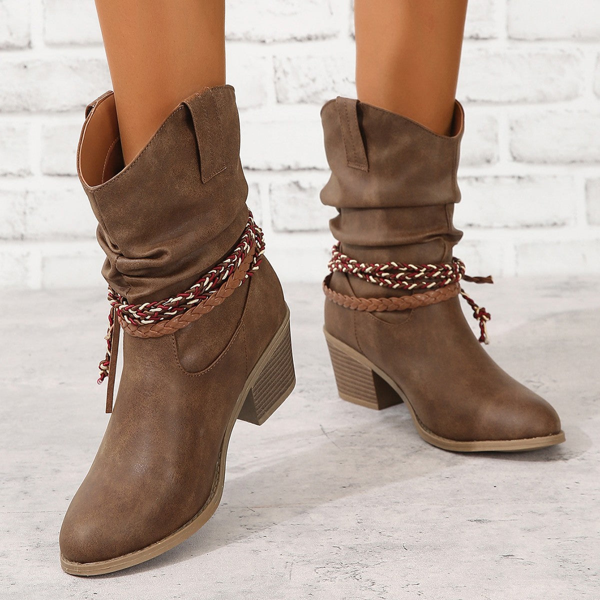 Botas de Tobillo con Borlas Vaqueras Western Vintage