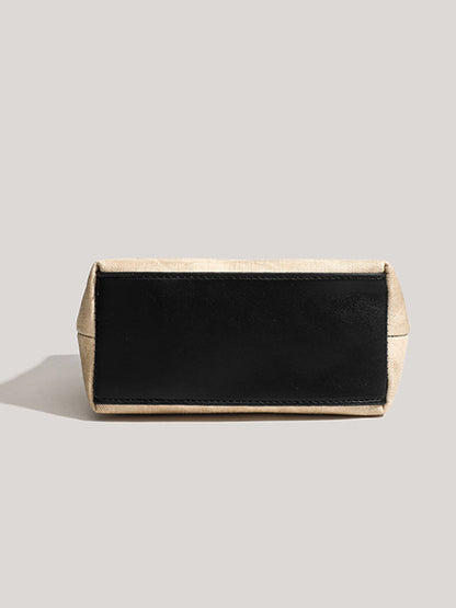 Bolso de mano oblicuo para mujer retro de otoño e invierno Bolso tipo cubo de PU