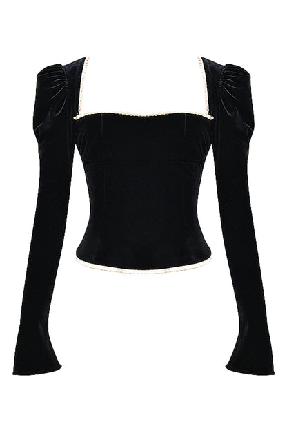 Corsé de terciopelo negro