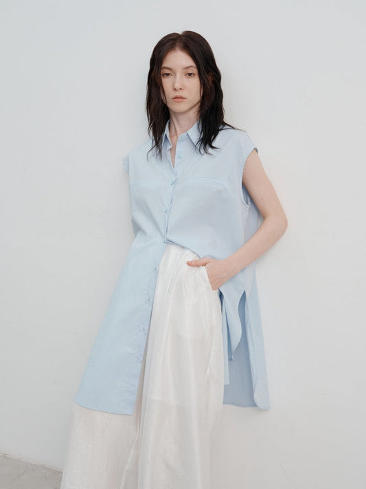 Camisa larga sin mangas elegante