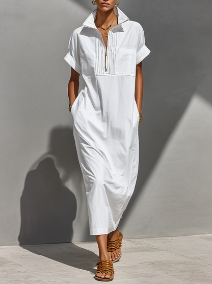 Vestido maxi relajado con media cremallera