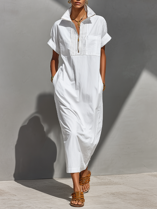 Vestido maxi relajado con media cremallera