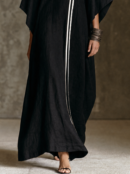 Vestido largo de manga murciélago y cuello alto simulado