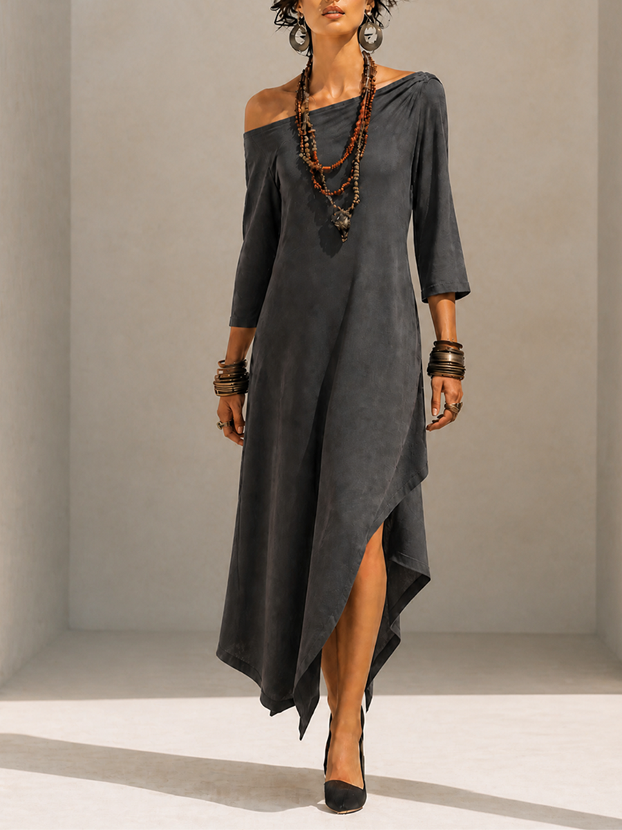 Vestido midi asimétrico de un solo hombro
