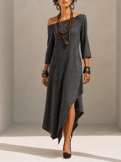 Vestido midi asimétrico de un solo hombro