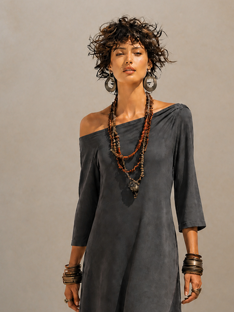 Vestido midi asimétrico de un solo hombro