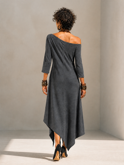 Vestido midi asimétrico de un solo hombro