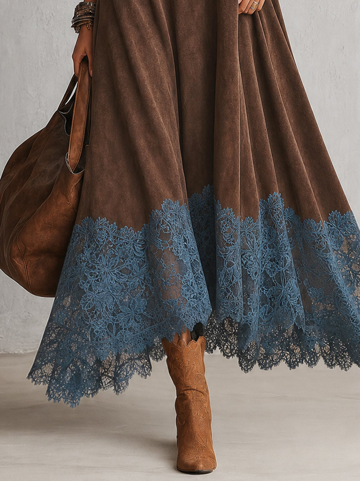 Antonella | Vestido largo vintage efecto ante