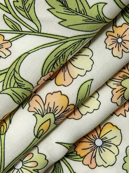 Pantalones anchos de cintura alta con estampado floral