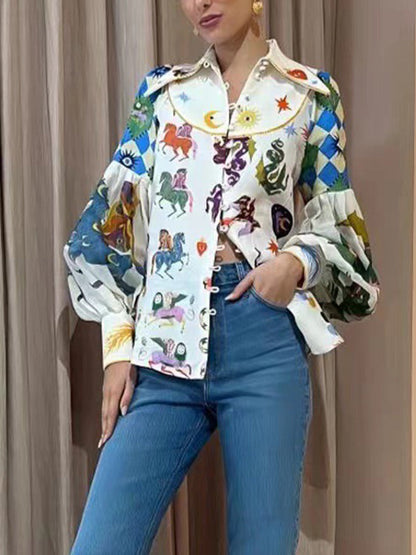 Camisa elegante con mangas globo