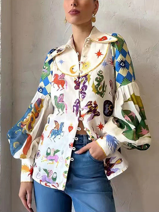 Camisa elegante con mangas globo