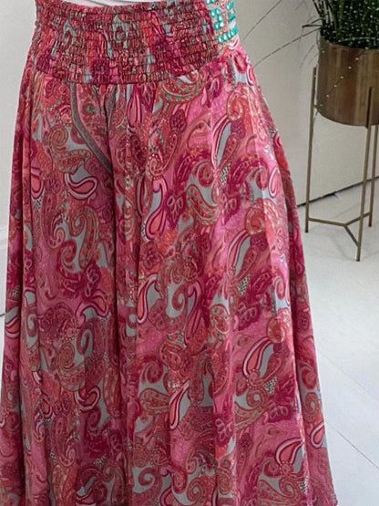 Bengalas de pierna ancha con estampado de cachemira étnica