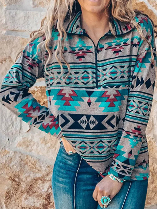 Jersey bohemio informal con cremallera