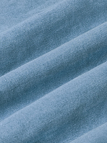 Camisa corta vaquera holgada con mangas abullonadas