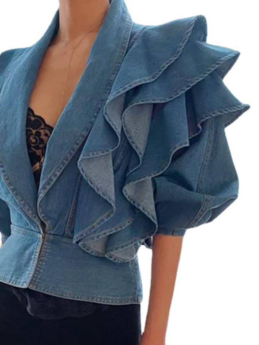 Blusas vaqueras estilo bomber plisadas elegantes