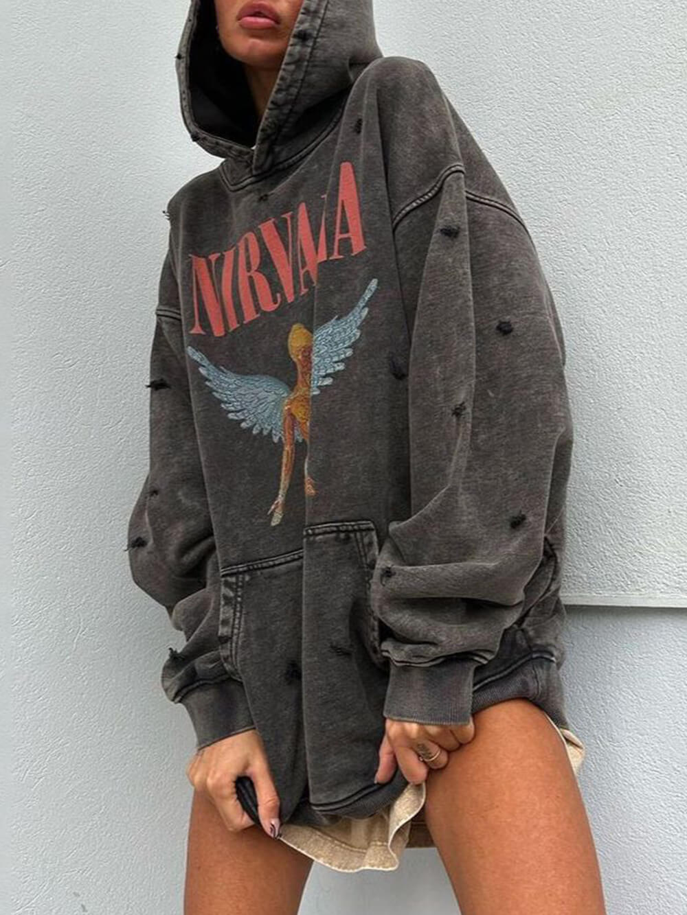 Sudadera con capucha estilo retro casual y perezoso