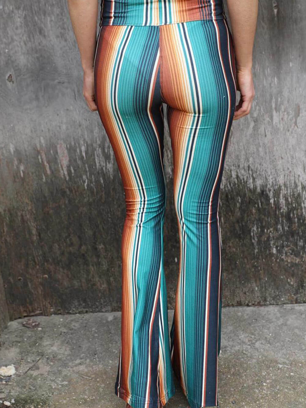 Pantalones casuales ajustados de cintura alta y pantalones acampanados