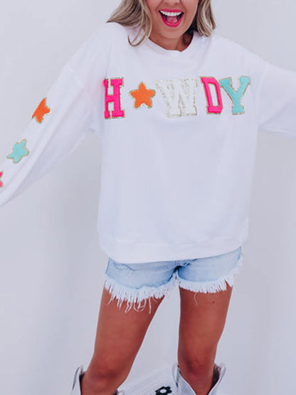 Sudadera con Estampado de Estrellas y Letras de Moda