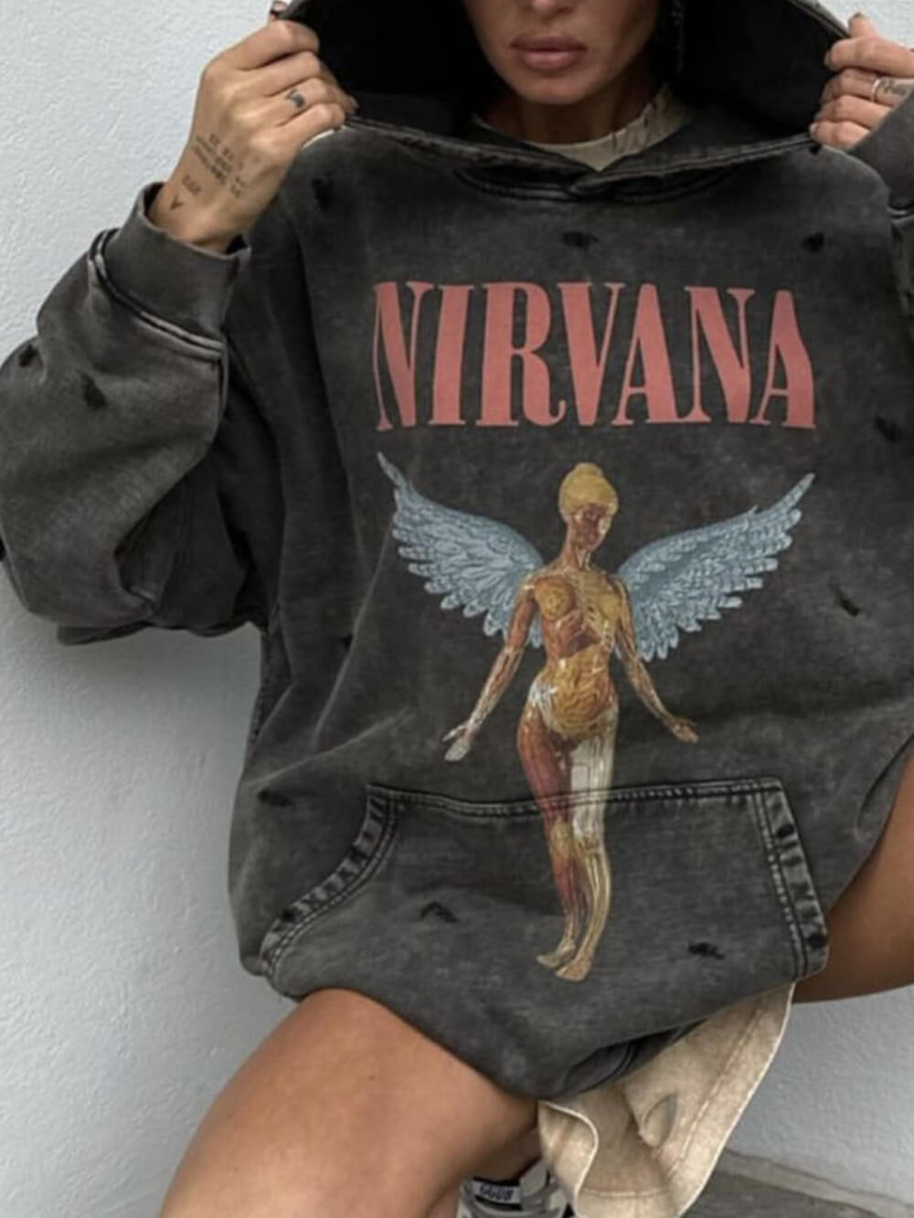 Sudadera con capucha estilo retro casual y perezoso