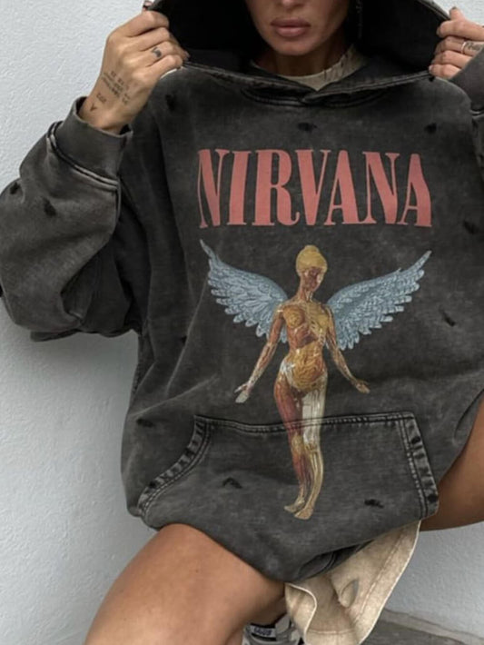 Sudadera con capucha estilo retro casual y perezoso