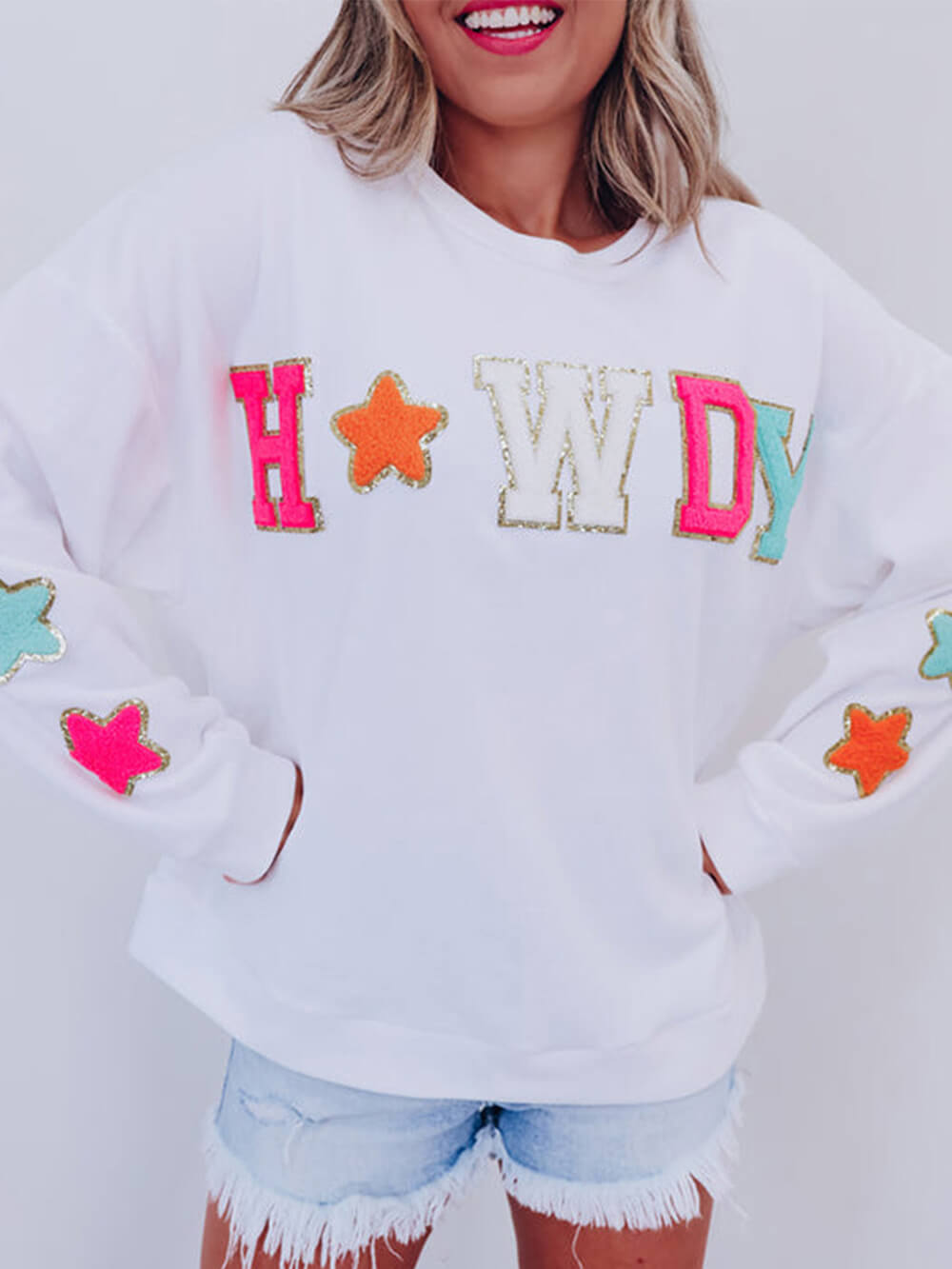 Sudadera con Estampado de Estrellas y Letras de Moda
