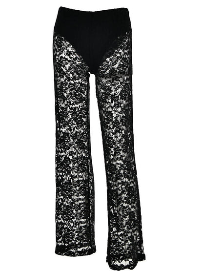 Pantalones rectos de encaje de longitud alta