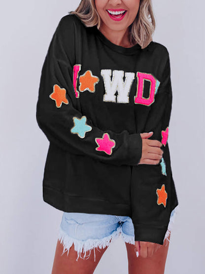 Sudadera con Estampado de Estrellas y Letras de Moda