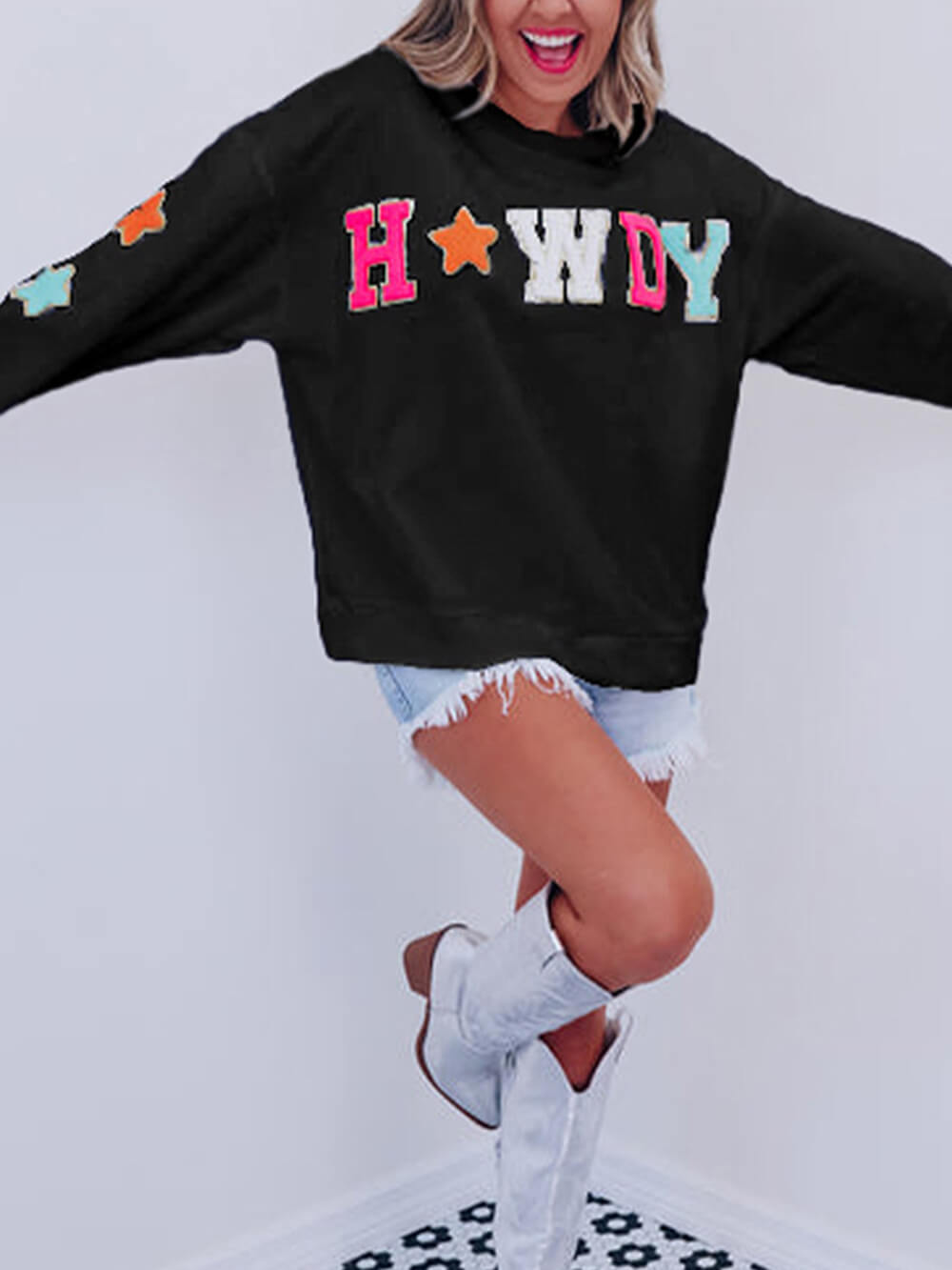 Sudadera con Estampado de Estrellas y Letras de Moda