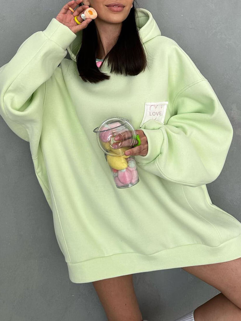 Sudadera holgada de color liso