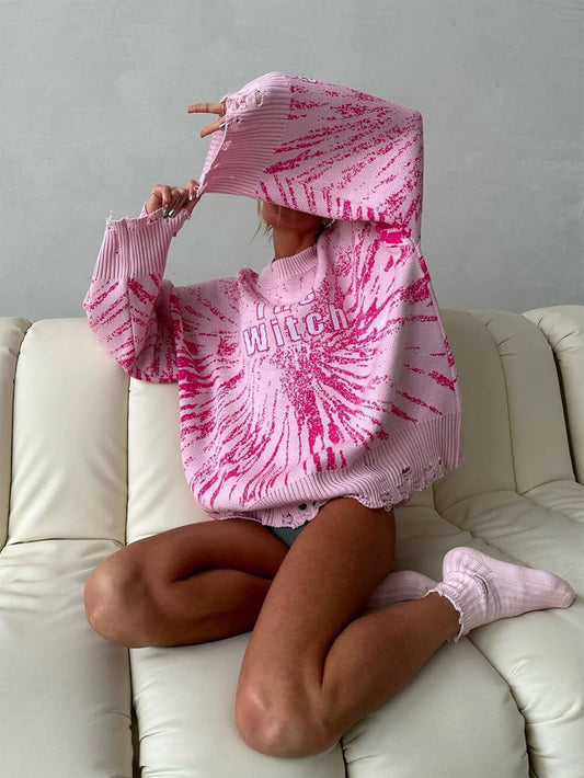 Lockerer Pullover Mit Kontrastschrift