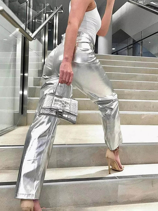 Pantalones de cuero PU de moda