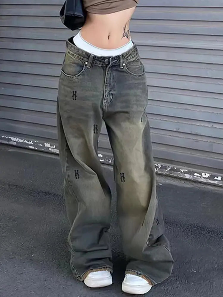 Jeans Rectos Impresos Vintage